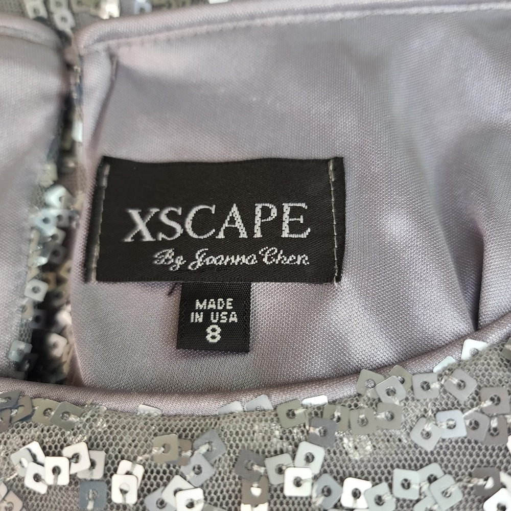 Xscape By Joanna Chen Silver Sequenced Blouse Siz… - image 4